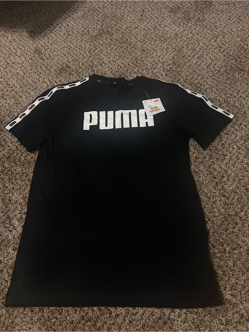PUMA Men’s Logo Tape T-Shirt Black White Size Small NWT
